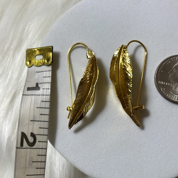 Zara Gold Textured Leaf Earrings - Picture 8 of 12